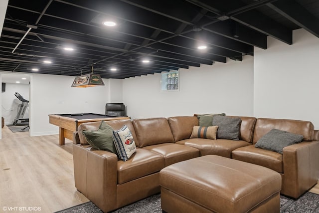 1 E Milburn Ave, Mount Prospect, IL 60056 - living room with light wood-style floors, billiards, and recessed lighting