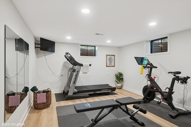 1 E Milburn Ave, Mount Prospect, IL 60056 - workout room with wood finished floors and recessed lighting