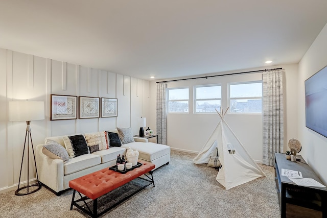 458 Bower Ln, Oswego, IL 60543 - living room featuring light carpet and recessed lighting