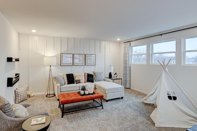 458 Bower Ln, Oswego, IL 60543 - living area with carpet and recessed lighting
