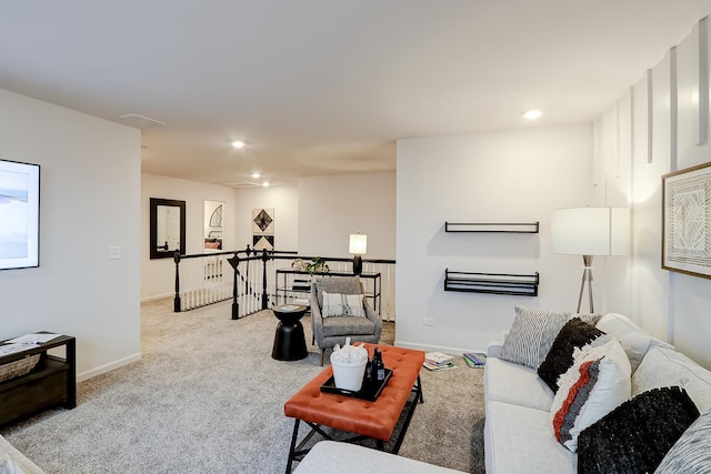 458 Bower Ln, Oswego, IL 60543 - carpeted living area with recessed lighting and attic access