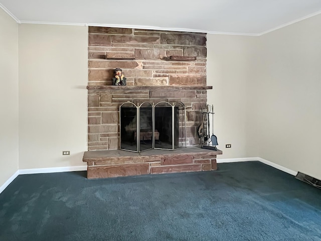 17225 Laflin Ave, East Hazel Crest, IL 60429 - detailed view of crown molding, carpet, and a fireplace