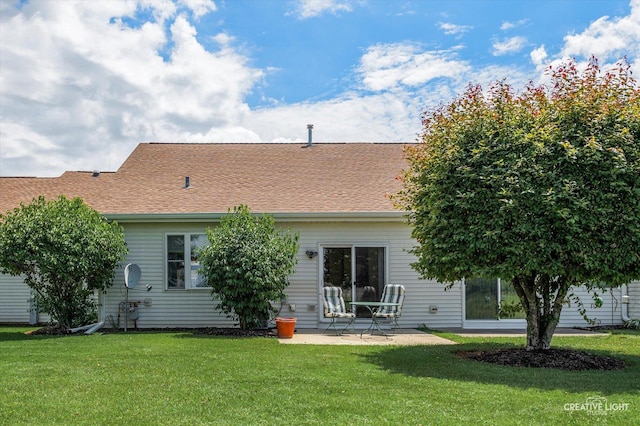 21610 W Empress Ln, Plainfield, IL 60544 - rear view of property with a lawn, a patio, and roof with shingles