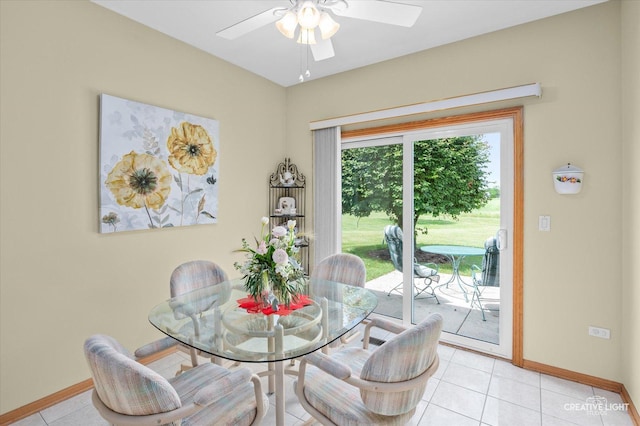 21610 W Empress Ln, Plainfield, IL 60544 - dining area with ceiling fan and light tile patterned floors