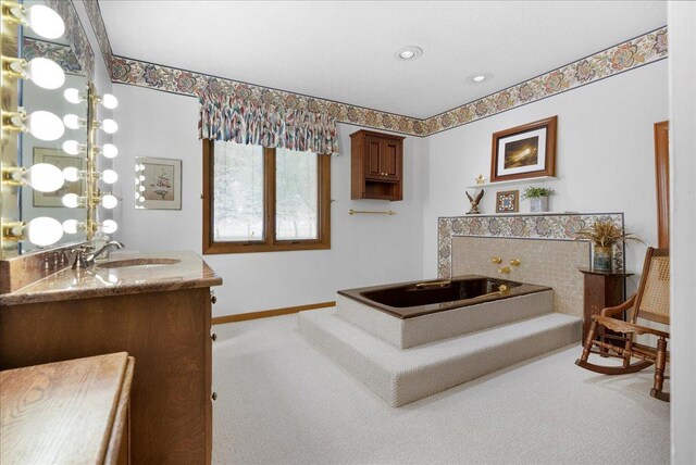 25316 E 1100 N Rd, Downs, IL 61736 - bathroom with vanity, a garden tub, and recessed lighting