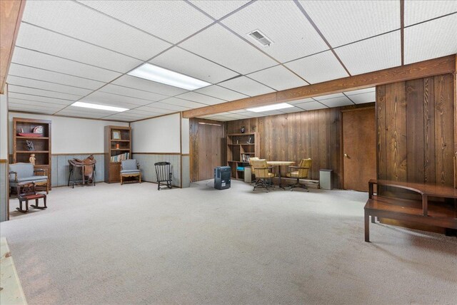 25316 E 1100 N Rd, Downs, IL 61736 - sitting room featuring wooden walls and carpet floors