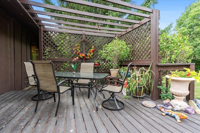 25316 E 1100 N Rd, Downs, IL 61736 - wooden terrace with a pergola and outdoor dining space