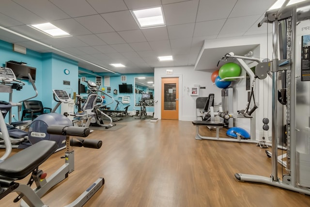3800 N Lake Shore Dr Unit 1B, Chicago, IL 60613 - workout area with wood finished floors and a drop ceiling