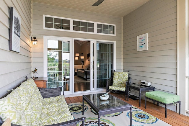 4100 Coyote Lakes Cir, Lake In The Hills, IL 60156 - wooden deck featuring a ceiling fan