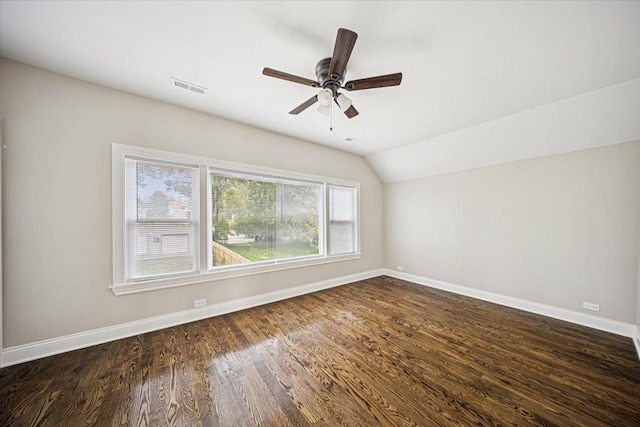 10188 S Winston Ave, Chicago, IL 60643 - unfurnished room with lofted ceiling, a ceiling fan, and dark wood-style flooring