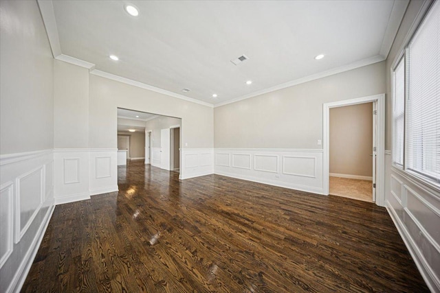 10188 S Winston Ave, Chicago, IL 60643 - unfurnished room with a decorative wall, wainscoting, wood finished floors, and recessed lighting