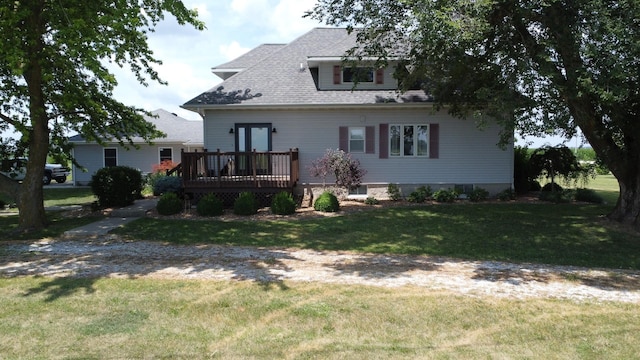 1533 E 1400 N Rd, Crescent City, IL 60928 - back of property featuring a deck, a yard, and roof with shingles