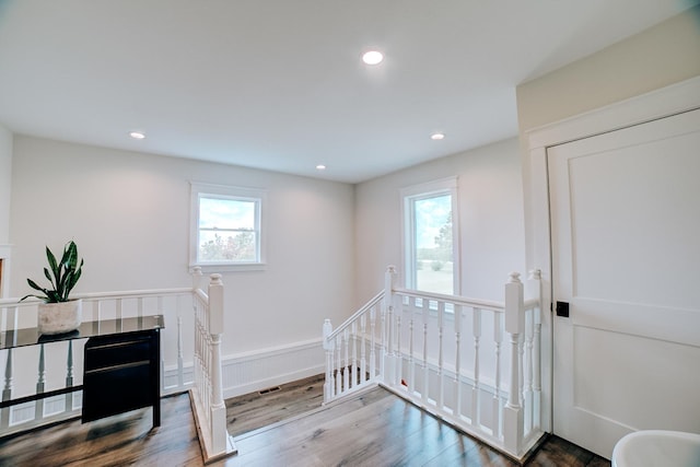 1533 E 1400 N Rd, Crescent City, IL 60928 - hall featuring an upstairs landing, wood finished floors, and recessed lighting
