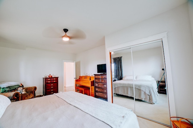 1533 E 1400 N Rd, Crescent City, IL 60928 - bedroom with carpet floors, a closet, and ceiling fan