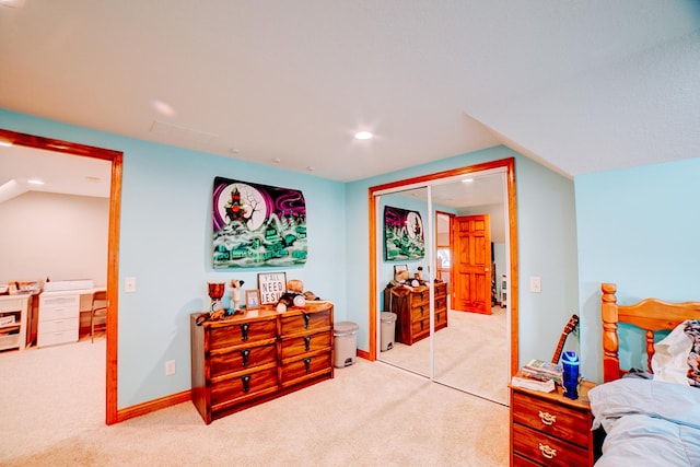 1533 E 1400 N Rd, Crescent City, IL 60928 - bedroom with light colored carpet, a closet, and recessed lighting