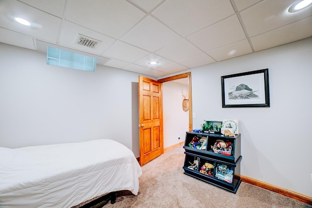 1533 E 1400 N Rd, Crescent City, IL 60928 - bedroom featuring carpet flooring, recessed lighting, and a drop ceiling