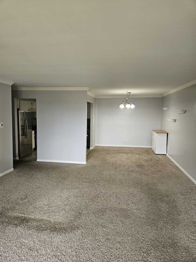 1100 E Randville Dr Unit 304, Palatine, IL 60074 - carpeted empty room with crown molding and a chandelier