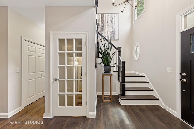 128 W Windsor Ave, Lombard, IL 60148 - entrance foyer with stairs, wood finished floors, and a chandelier