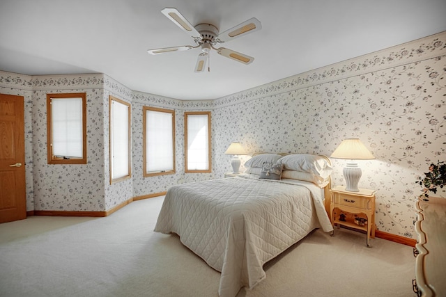 1 Moorings Dr, Palos Heights, IL 60463 - carpeted bedroom featuring wallpapered walls and ceiling fan