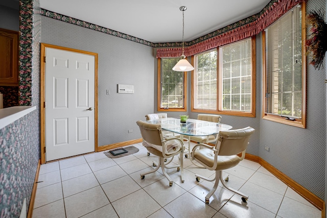 1 Moorings Dr, Palos Heights, IL 60463 - dining room with wallpapered walls and light tile patterned floors