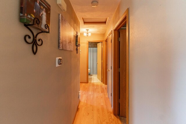 2030 Southfield Ln, Byron, IL 61010 - hallway with light wood-type flooring and attic access