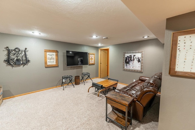 2030 Southfield Ln, Byron, IL 61010 - living area with carpet floors, recessed lighting, and a textured ceiling