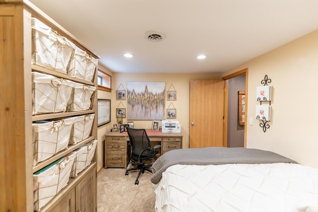 2030 Southfield Ln, Byron, IL 61010 - bedroom featuring light carpet, recessed lighting, and a desk
