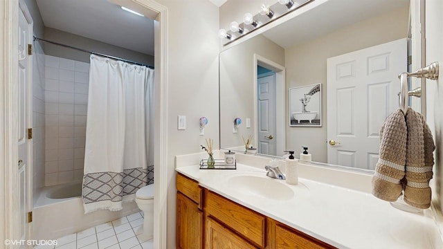 0N488 Baker Dr, Geneva, IL 60134 - full bathroom featuring tile patterned floors, vanity, and shower / bathtub combination with curtain