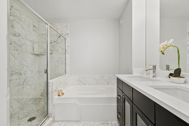 330 W Grand Ave Unit 1307, Chicago, IL 60654 - full bath featuring a garden tub, a marble finish shower, and double vanity