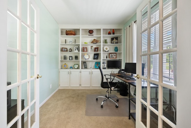 1616 Sutton Pl, Bolingbrook, IL 60490 - office area with french doors and light carpet
