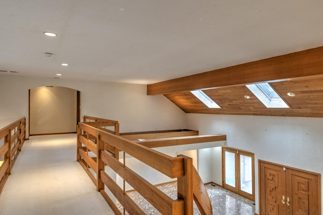 8170 Lake Ridge Dr, Burr Ridge, IL 60527 - hall with a skylight, recessed lighting, and an upstairs landing
