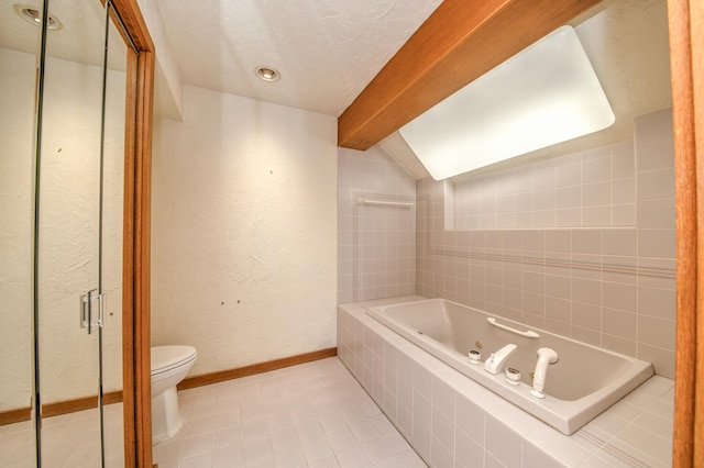 8170 Lake Ridge Dr, Burr Ridge, IL 60527 - full bath with a whirlpool tub, vaulted ceiling, a stall shower, and tile patterned flooring