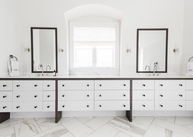 15W170 60th St, Burr Ridge, IL 60527 - bathroom with marble finish flooring and double vanity