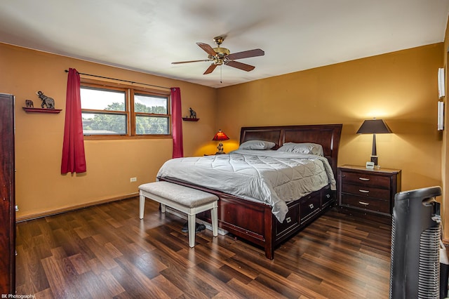 6414 180th St, Tinley Park, IL 60477 - bedroom with dark wood-style floors and a ceiling fan