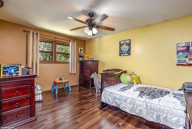 6414 180th St, Tinley Park, IL 60477 - bedroom with wood finished floors and a ceiling fan