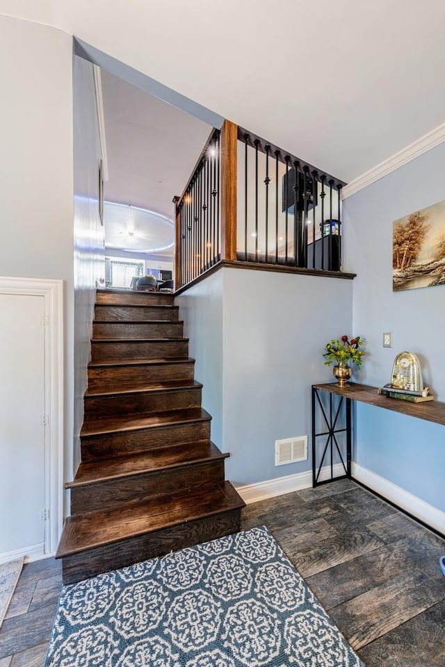484 Valleyview Dr, Bartlett, IL 60103 - stairs featuring ornamental molding and wood finished floors