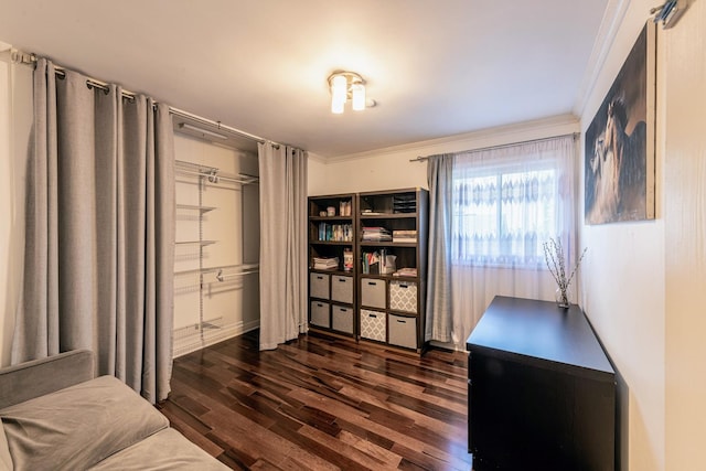 484 Valleyview Dr, Bartlett, IL 60103 - office featuring dark wood-style flooring and ornamental molding