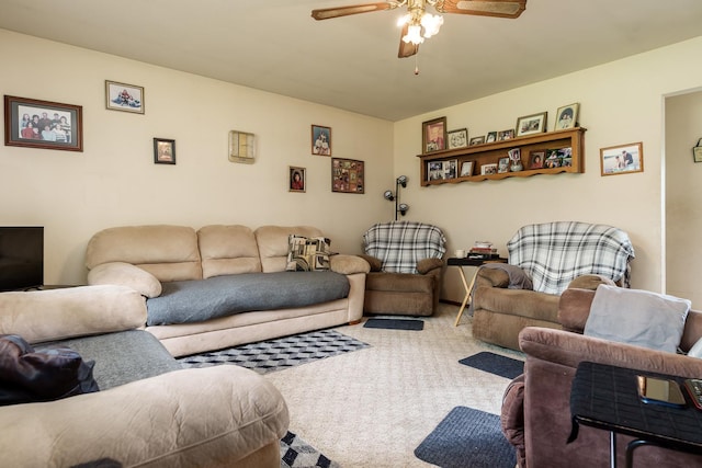 6650 Happy Acres Rd, Rockford, IL 61101 - living area featuring a ceiling fan and carpet