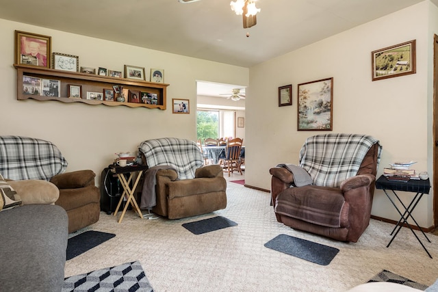 6650 Happy Acres Rd, Rockford, IL 61101 - living area with a ceiling fan and carpet floors