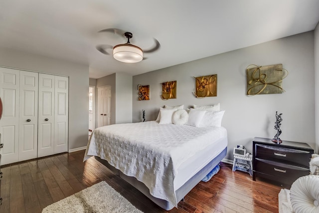 18422 Century Ct, Tinley Park, IL 60477 - bedroom featuring hardwood / wood-style floors, ceiling fan, and multiple closets