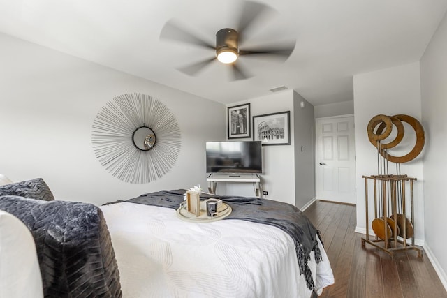 18422 Century Ct, Tinley Park, IL 60477 - bedroom with dark wood-style floors and ceiling fan