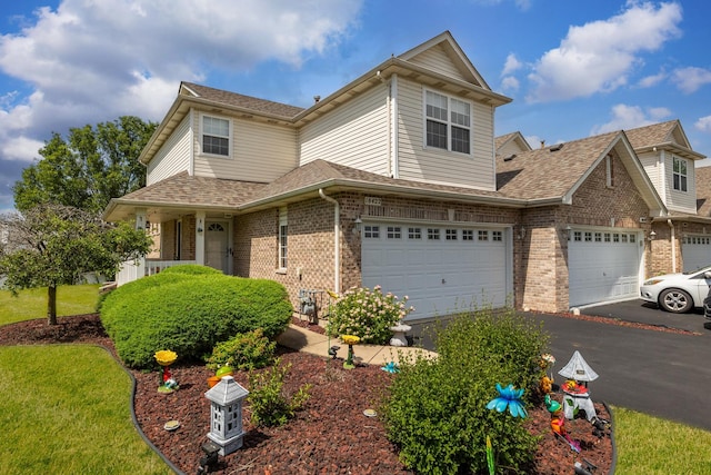 18422 Century Ct, Tinley Park, IL 60477 - traditional-style house with brick siding, driveway, a shingled roof, and a garage