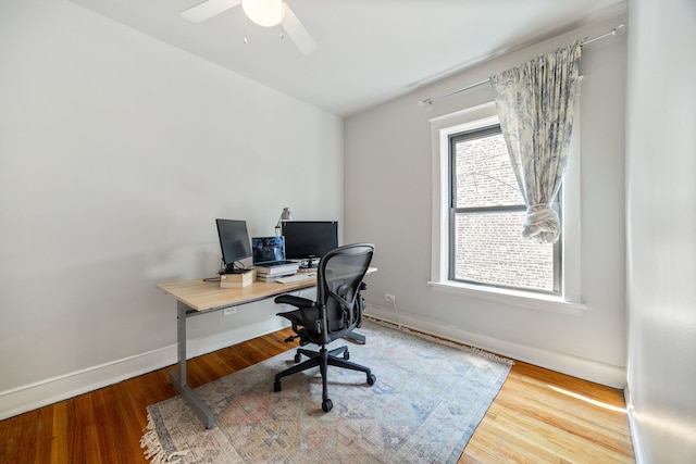4753 N Talman St Unit 2S, Chicago, IL 60625 - office featuring a ceiling fan and wood finished floors