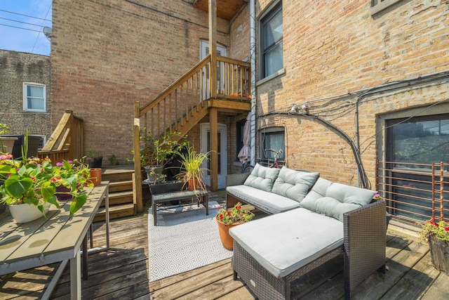 4753 N Talman St Unit 2S, Chicago, IL 60625 - wooden terrace featuring an outdoor hangout area and stairs