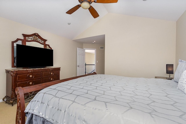 1617 Fieldstone Dr S Unit 13-1, Shorewood, IL 60404 - carpeted bedroom featuring lofted ceiling and ceiling fan