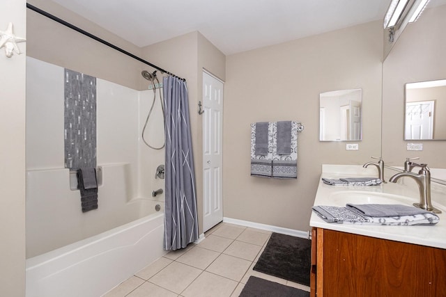 1617 Fieldstone Dr S Unit 13-1, Shorewood, IL 60404 - full bath with tile patterned flooring, shower / tub combo with curtain, and double vanity