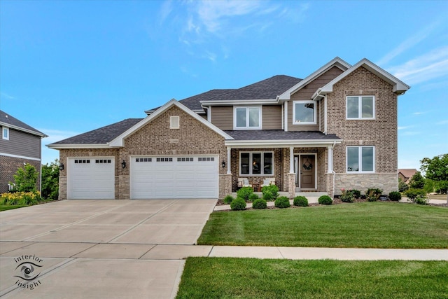 23008 Anna Ln, Frankfort, IL 60423 - craftsman-style home featuring an attached garage, concrete driveway, a front yard, and a shingled roof