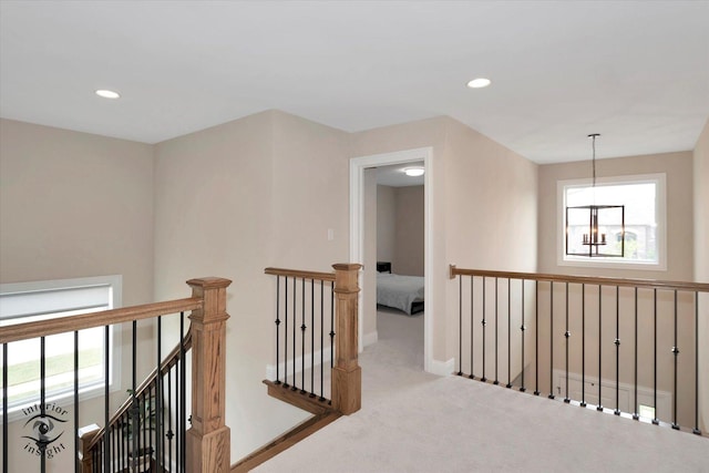 23008 Anna Ln, Frankfort, IL 60423 - corridor with an upstairs landing, carpet, and recessed lighting