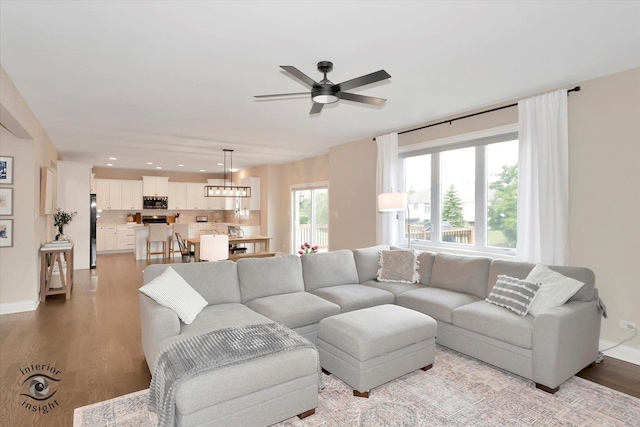 23008 Anna Ln, Frankfort, IL 60423 - living room with a ceiling fan, light wood-style flooring, and recessed lighting