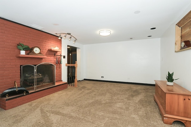 511 Crystal Ave, South Elgin, IL 60177 - living room featuring carpet floors and a fireplace